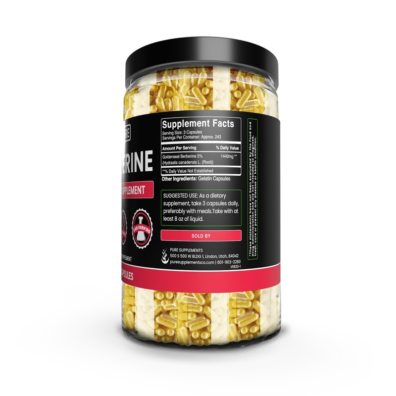 PURE ORIGINAL INGREDIENTS Berberine (365 Capsules) No Magnesium Or Rice
