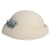 Women's Elegant Beige White Straw Beret Hat with Veil -