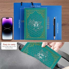 JOHSBYD Bee Gifts Bee Faux Leather Vintage Journal Notebook Honey Bee Gifts,Hardcover Notebook for Women Men,Bee Lover Gifts,200 Pages 100 Gsm Journal Notebook with Pen,1 Pack Green A5 (Bee Green)