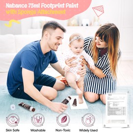 Nabance 2.54 fl oz Brown Baby Hand and Footprint Friendly Ink Paint, Dog Cat Paw Print Safe Ink, Non-Toxic Acid-Free, Safe Gentle for Home School Christmas New Year DIY Keepsake Stamp