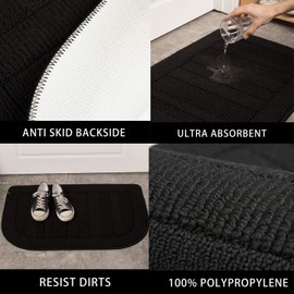 BEQHAUSE 30x18 Inch Kitchen Rug Mats, Durable Anti-Slip Absorbent Dirt-Resistant Kitchen Rug Pet Mat Machine Washable (Black)