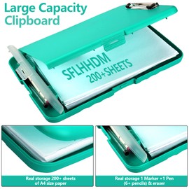 Clipboard with Storage, A4 Binder Nursing Clipboards with Pen Holder, Heavy Duty Storage Clipboard with Low Profile Clip, Clipboard Folder Side-Opening, Smooth Writing Clip Board (Mint Green)