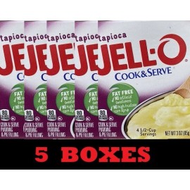Jello 5x Jello Cook & Serve TAPIOCA Instant Pudding & Pie Filling Mix 3 oz - 5 BOXES