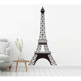 Eiffel Tower Wall Decal Paris Unique Modern Vinyl Stickers Home Decoration BA571 (Black, 48inch Tall)