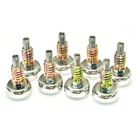 Shytick Heavy Duty Furniture Leg Leveler, 3/8'-16 Thread, Set of 8, 450lbs Capacity Each, Silver, Chrome, Modern Style, For Chairs, Tables, Equipment, Indoor Use, 1.5' x 1-3/8' Size