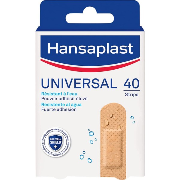 HANSAPLAST Universal 40 dressings, water and dust resistant dressings, pre-cut sterile plasters for the whole family