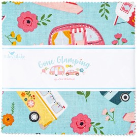 Gone Glamping Riley Blake 5-inch Stacker, 42 Precut Fabric Quilt Squares by Lori Whitlock, Assorted