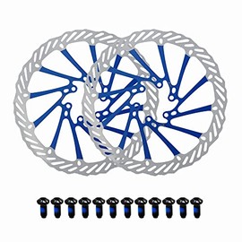Jane Eyre 180 mm Bicycle Brake Disc Pack of 2 Disc Brake Bicycle Rotor with 12 Screws Suitable for Most Bicycles, Road Bikes, Mountain Bikes, BMX MTB (Blue 180 mm)