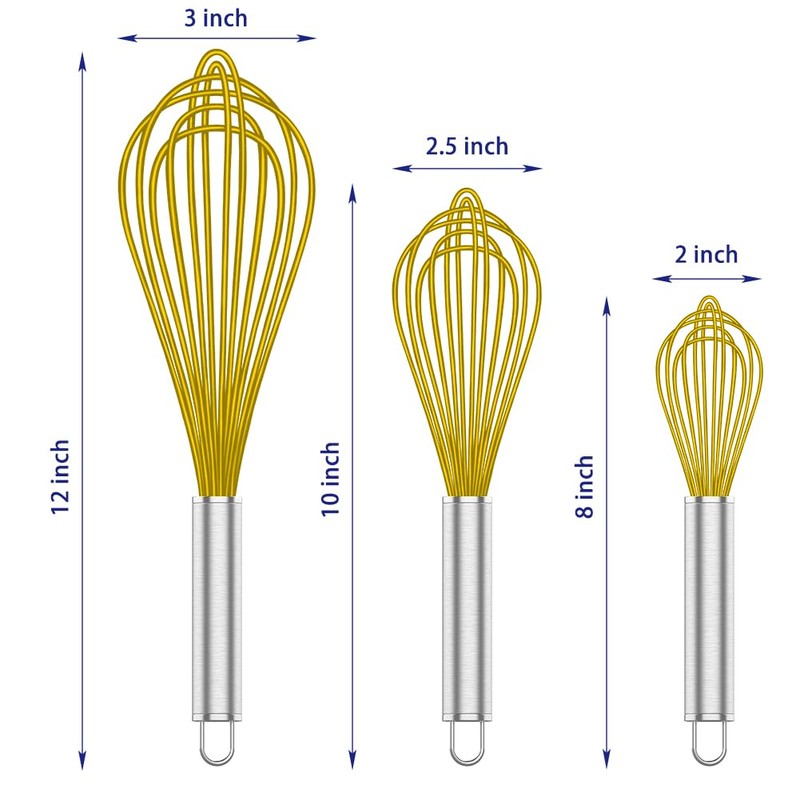 OYV Yellow Silicone Whisk, Professional Whisks For Cooking Non-Scratch, Stainless