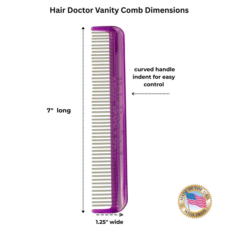 Hair Doctor Vanity Comb with silky smooth rotating teeth prevents