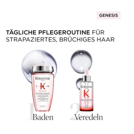 Kérastase Care Set with Shampoo and Anti-Hair Loss Serum for Fine and Brittle Hair, Hair Bath Against Hair Loss and Hair Breakage, Bain Hydra-Fortifiant & Sérum Anti-Chute Fortifiant, Genesis
