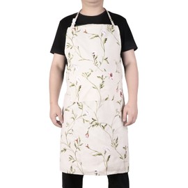 LOLOMLO Oversize Canvas Cotton Apron, Extra Large Aprons with 2 Pockets for Men & Women, Adjustable Neck with Long Strap Tear Resistant Plus Size Cooking, Gardening, Baking Aprons - Blue Rose