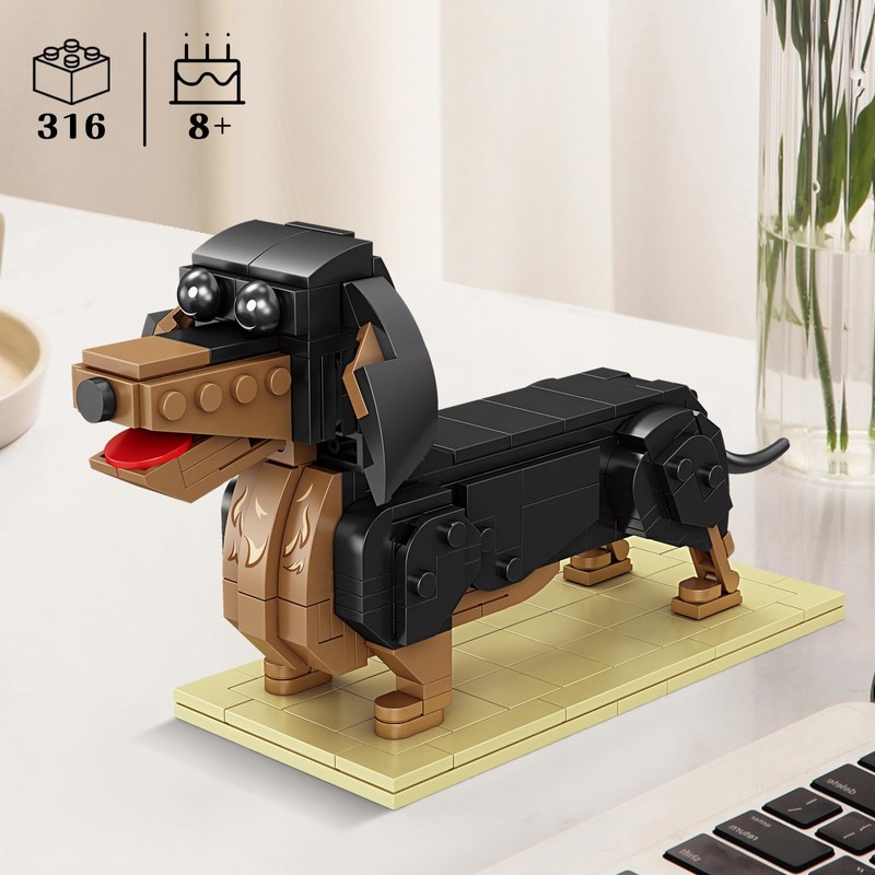 Lynda Cute Animals Dachshund Dog Building Toy for Girls &
