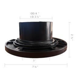 Lesso RV Toilet Flange | 4x3 | ABS Plastic | Toilet-to-Floor Mount | (Flange Only)