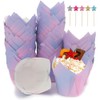 Muffin Cases, 100PCS Tulip Cupcake Cases with 50PCS Cupcake Toppers,