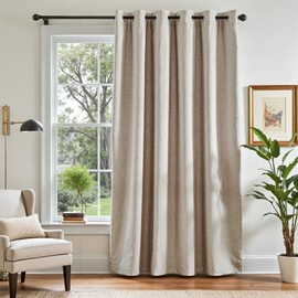 jinchan Blackout Curtain 84 Inch Length Beige Curtain for Bedroom Living Room Drape 1 Panel Greyish Beige Texture Grommet Top Window Treatment 84 Inches Wide by 84 Inches Long