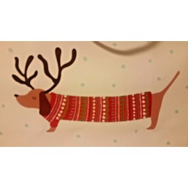 Small "Feliz Navidad" "Feliz Navidog" Dachshund Dog Merry Christmas Gift Bag