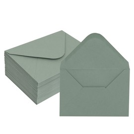 A7 Sage Green Envelopes 5 x 7 Inch, 50 Pack V-flap Water Gummed, 120gsm Thick Paper Made, Blank Size 5.25 x 7.25 for Greeting Cards, Invitations, Wedding, Personalize Gift, Announcements, Photos