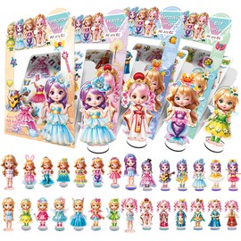 Magnetic Dress Up Dolls,DIY Princess Game Paper Dolls with 4 Themed Dress Up Toys Pretend Play Travel Toys for Girls Ages 3-7 Years and Up (Mermaid + Elf + Performer + Hanfu)