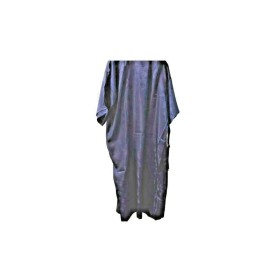 Handmade Navy Blue Floral Bath Robe Kimono 50" (125cm) Soft Silk Like  Size M or L New