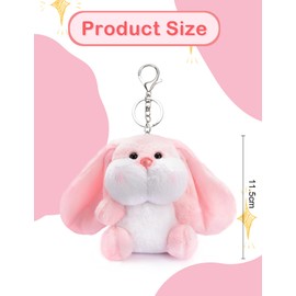 Cute Rabbit Plush Backpack Keychain, Long Ear Rabbit Keychain Wallet Pendant Gift for Women