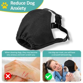 OHCOZZY Dog Muzzle, Dog Eye Mask with Soft Flexible Fabric, Pet Soothing Cap for Blindfold, Grooming, Anti-Anxiety and Car Disease (Size L, Black)