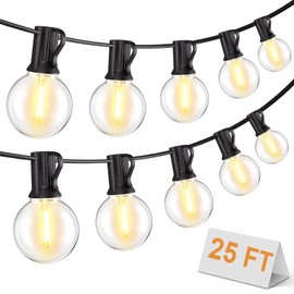 Bomcosy Outdoor String Lights,25 FT LED String Lights for Outside with Shatterproof Dimmable 12+1 Bulbs,Waterproof Connectable Outdoor Lights for Deck,Garden,Backyard,Balcony,Porch,Patio