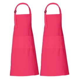 RAJRANG Pack of 2 Cooking Aprons for men with Pockets Cotton Barber Apron for Adults - Raspberry Sorbet 35x27 Inches