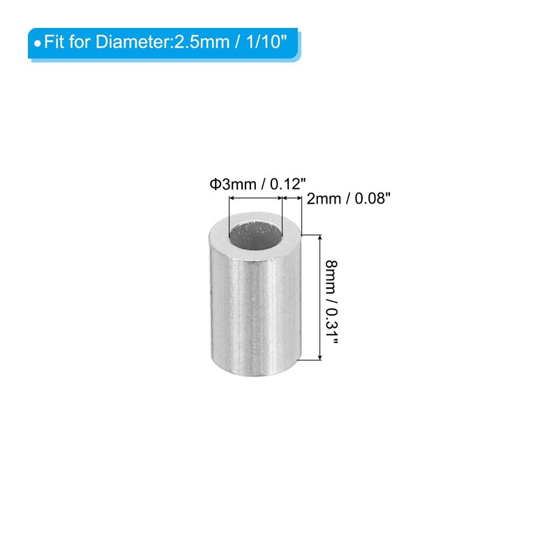 QUARKZMAN 1/10 Inch 2.5 mm Aluminium Crimping Loop Sleeve Single