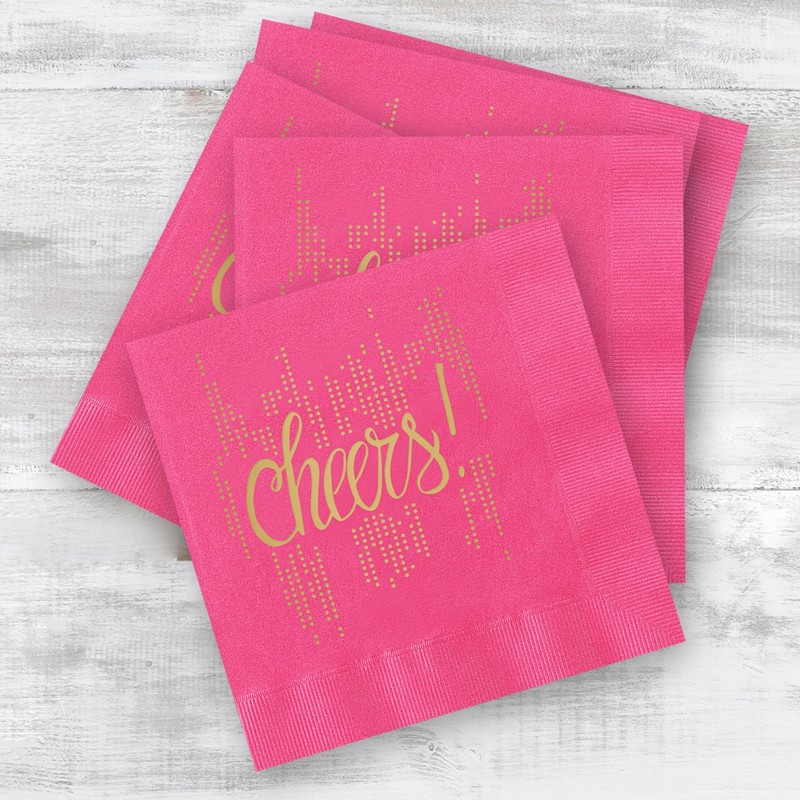 Bubbly Cheers Beverage Cocktail Napkins - Set of 25 magenta