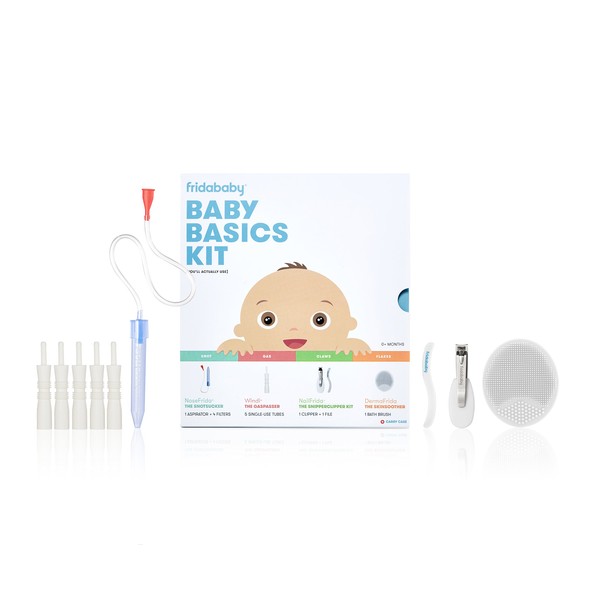 Baby Basics Kit by Frida Baby |Includes NoseFrida, NailFrida, Windi, DermaFrida + Silicone Carry Case