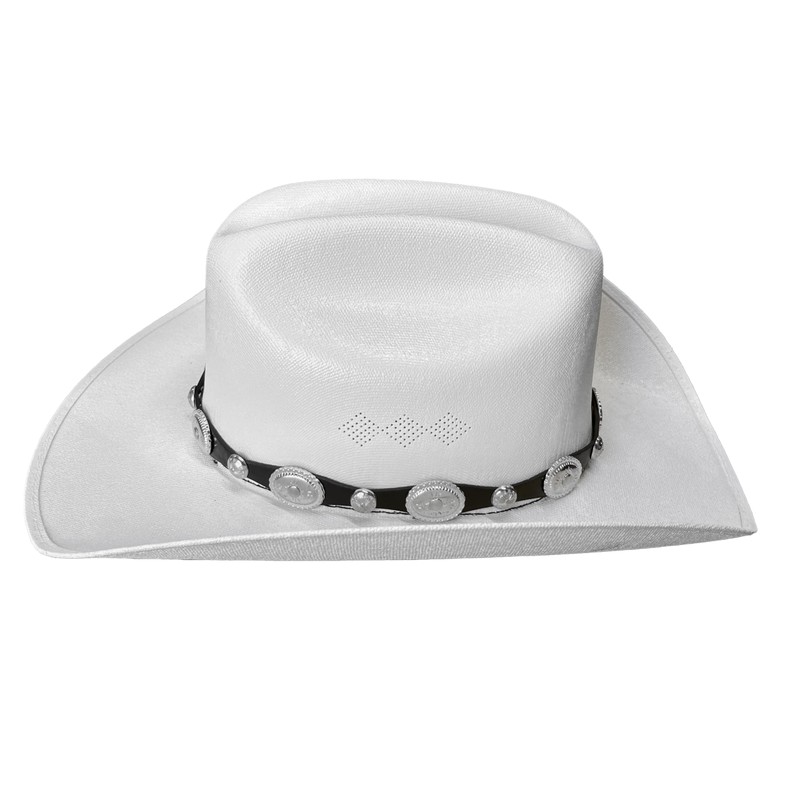 Rainbow Trimming Co. Western Hatband -Black Leather- Silver Conchos