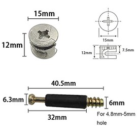 Eyech 50 Sets Furniture Connecting Cams Lock Fittings with Dowel, Cam Lock Nuts and Cam Screws Sets for Wardrobe Cabinet Drawer and Dresser
