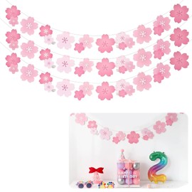Coollooda Cherry Blossom Ornament, Garland, Set of 3, Wall Decoration, Cherry Blossom Viewing, Cherry Blossom Banners, Paper Flowers, Cherry Blossoms, Spring, Party Decoration, Indoor Decoration, For