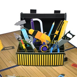 GREETING ART Father's Day Toolbox Pop Up Card,Father's Day Card, 3d Pop Up Greeting Card for Him– Father's Day Love Card,Birthday Card for DAD, Men, Husband, Brother