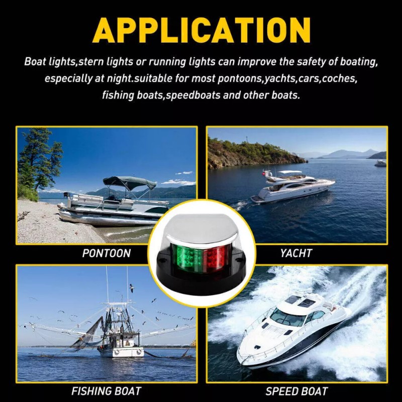 Gearzaar Boat Navigation Lights Red and Green LED Marine Navigation