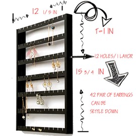 Codant Earring Holder Organizer,7 Layer Wall Mounted Ear Stud Display Storage, Black Metal Large Capacity Earring Organizer Hanging.