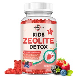 Zeolite Detox for Kids & Adults, Zeolite Detox Gummies with L-Glutamine, Chlorella, Milk Thistle, Zinc, Prebiotics for Gut Support, Liver Detox Cleanse, Immune, Energy, Mixed Berry Flavor, 60 Gummies
