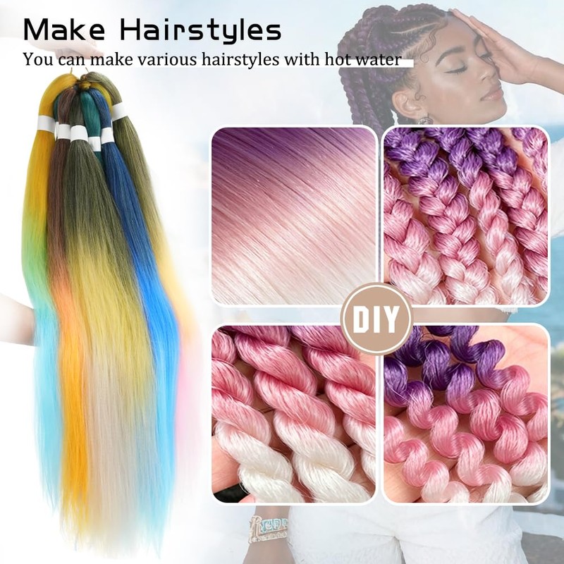 Colored Braiding Hair Pre Stretched - 30 Inch 2 Packs