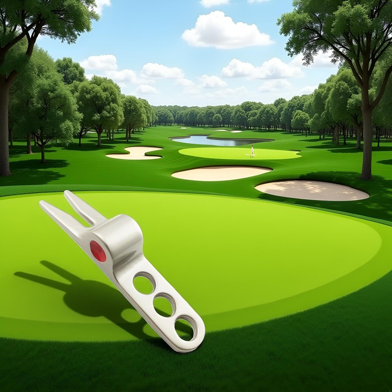 Hehglng 1Pc Silver Golf Ball Fork Pivot Divot Repair Tool