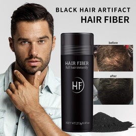 Professional Quality Hair Fibres - Instantly Conceals Hair Loss for Bald Spots & Thinning Hair - Black Color - Hair Building Thickener Powder - Fiber Blend