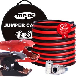 TOPDC Jumper Cables 2 Gauge 20 Feet -40℉ to 167℉ 450Amp Heavy Duty Booster Cables with Carry Bag (2AWG x 20Ft)