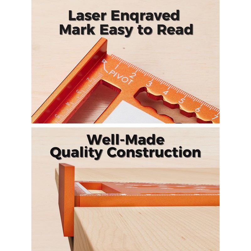 Mecurate Metric Aluminum Alloy Rafter Square (18cm) with 2-in-1 Carpentry