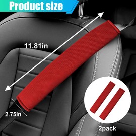 DUSCOKE 2PCS Car Seat Belt Covers, Soft Mesh Vehicle Shoulder Protection Harness Pad, Breathable Auto Seat Strap Cushion for Comfortable Driving, Universal Safety Car Seatbelt Accessories (Red)