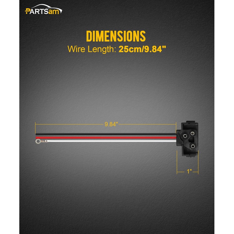 Partsam 8X Truck Trailer Molded 3 Prong Pigtail Harness Stop