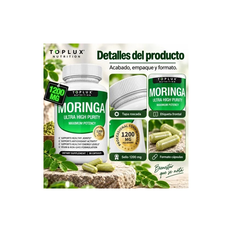 Extracto De Moringa Oleifera En Cápsulas 1200 Mg 90 Piezas