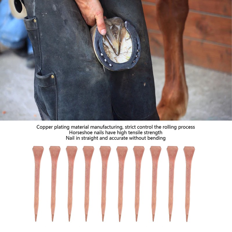 250Pcs Horseshoe Nails Copper Plating Shoeing Nails with Plastic Box
