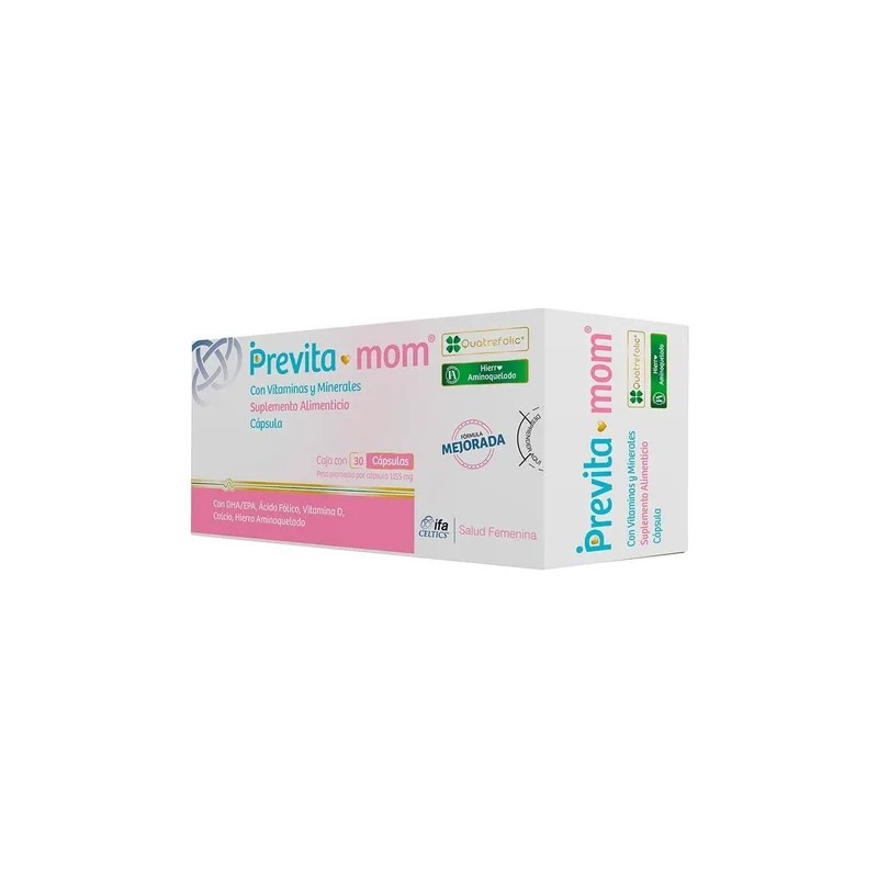 Suplemento Alimenticio Previta Mom Vitaminas Y Minerales 30u Sabor Sin