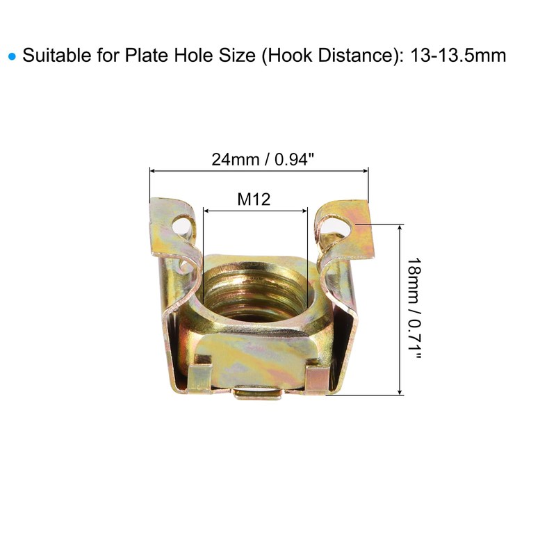 sourcing map M12 Cage Nuts for Server Rack Cabinet, Carbon