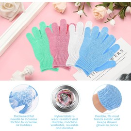 Slzhds Guantes de Baño, 5 Pares de Guantes de Baño Exfoliantes, Guantes de Ducha En Nailon, Súper Suaves, Guantes Exfoliantes de Doble Cara para Belleza, Acné, Eczema, SPA, Accesorios de Baño